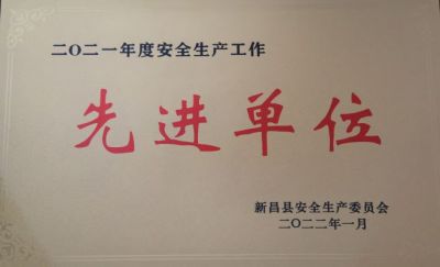 利国国际老牌w66医药荣获2021年度安全生产工作先进单位